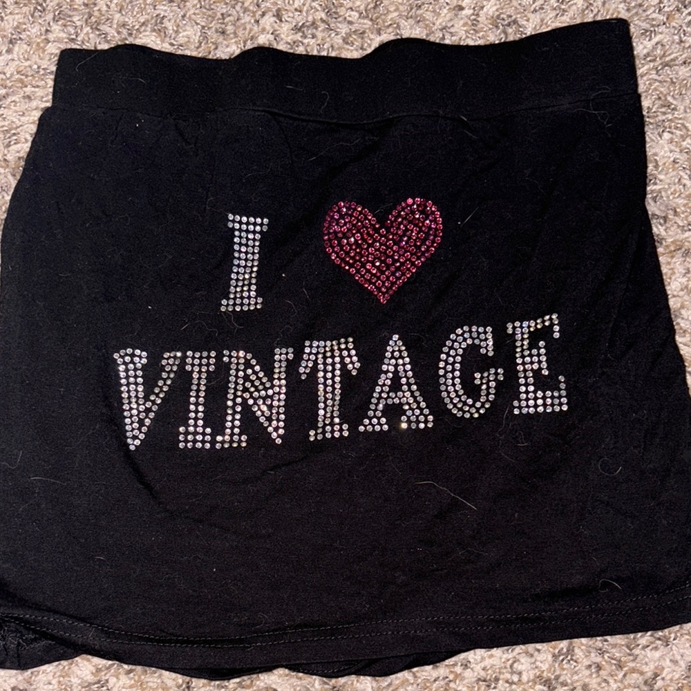 Black Skirt with Rhinestone Design